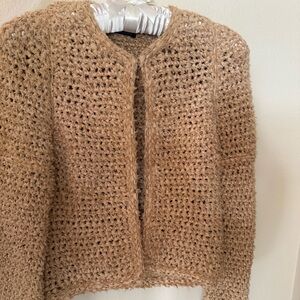 Vintage Estelle Gracer Fiber Jacket Artist Art to Wear Cardigan Beige Knit Woven